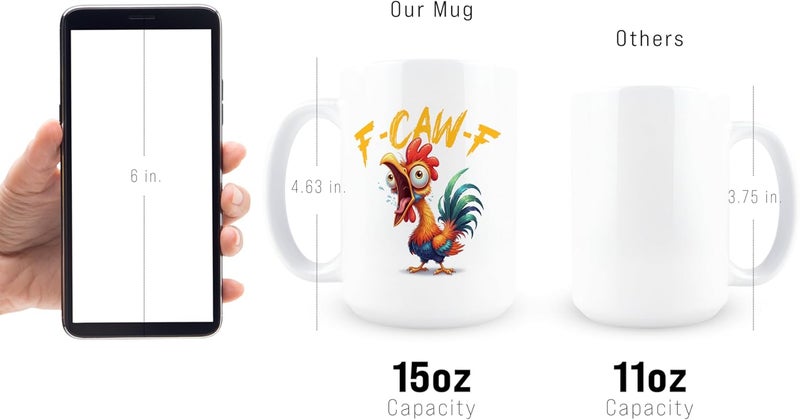 Hogg F-Caw-F Mug, 15 oz Ceramic F Caw F Coffee Mug, Hidden Message Coffee Cup, F-Caw-F, Secret Message Cup, Sarcastic Gifts, Sassy Rooster, White Elephant Gag Gift, F Caw F - Image 3